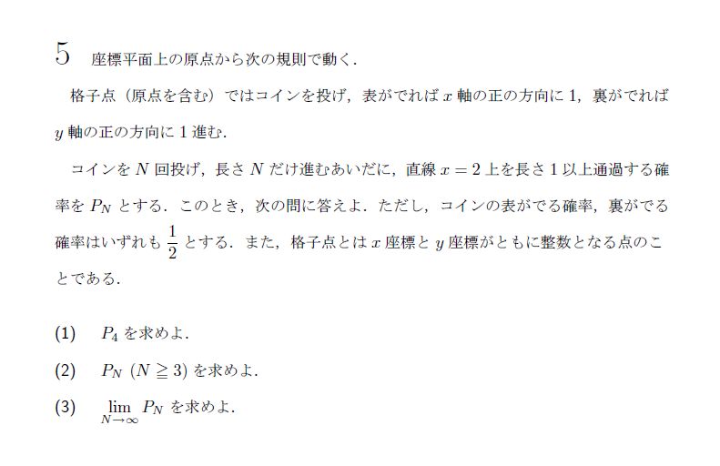 北海道大学 1995年 理系 第5問 問題画像