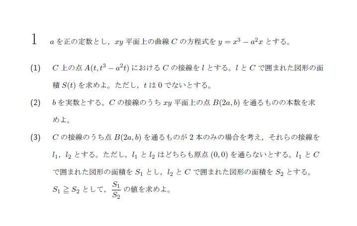名古屋大学 2012年 理系 第1問 解説