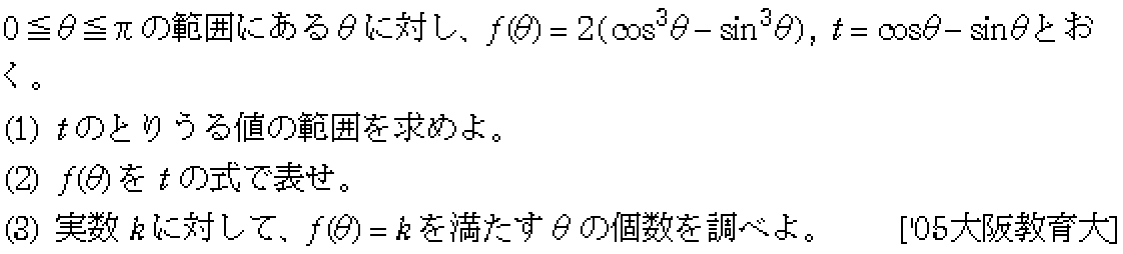 数学2 数2解の個数･三角関数 問題 3 問題画像
