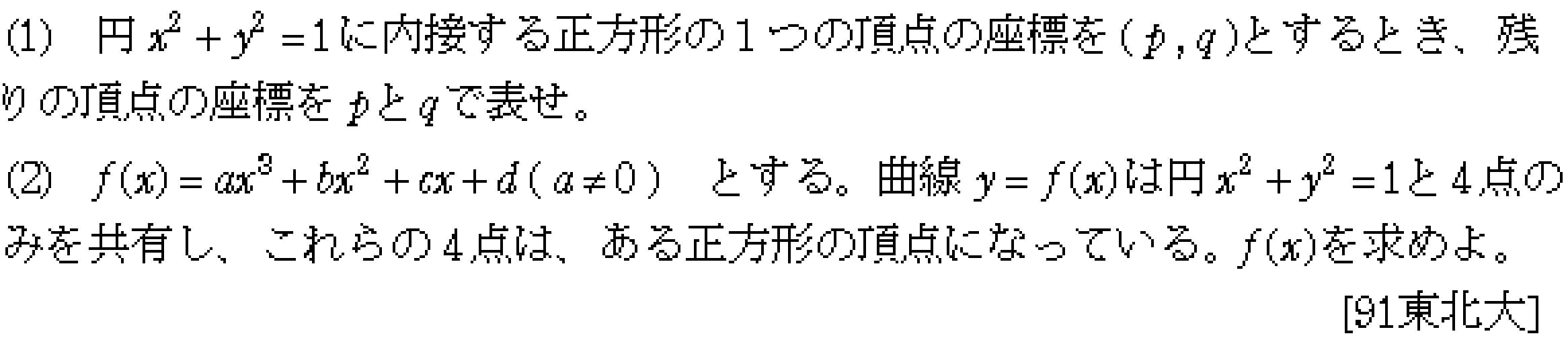 数学2 グラフ・増減・極値 問題 6 問題画像