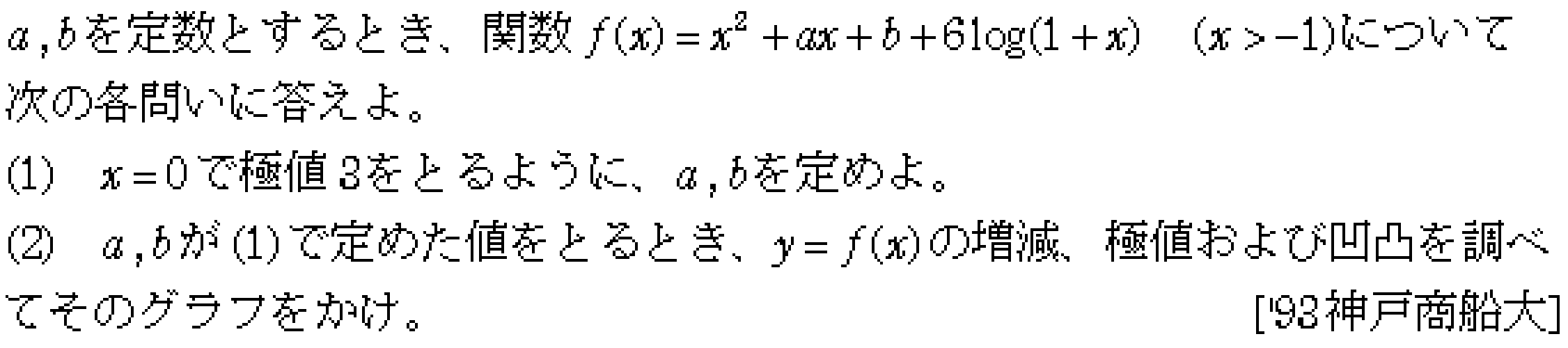 数学3 グラフ・増減・極値 問題 1 問題画像