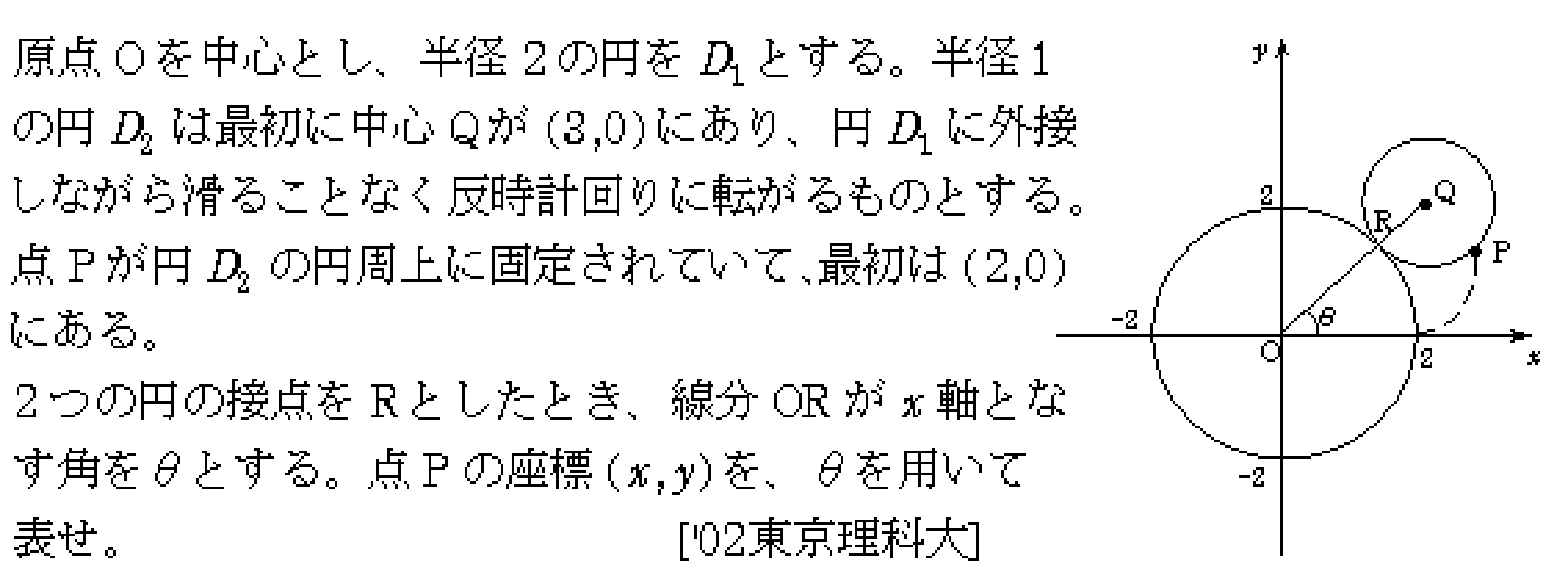 数学C 媒介変数関数 問題 1 問題画像